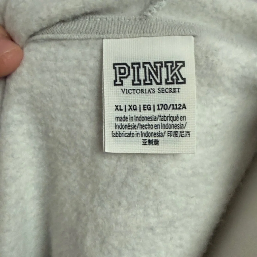 Victoria's Secret PINK Fleece Zip Up Perfect Hoodie in heather grey size XL - Picture 4 of 6